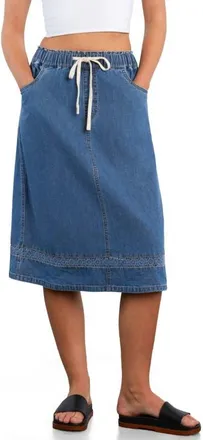 HINT OF BLU Daisy Chain Inset Denim Drawstring Skirt in Effortless Blue at Nordstrom, Size X-Small