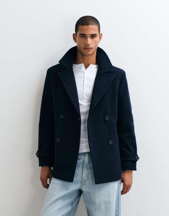 Threadbare giacca doppiopetto in finta lana navy-blu navy