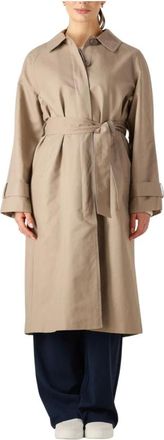 Object Object, Jassen, Dames, Beige, M, Taupe Trenchcoat Lange Jas Elegant Stijlvol