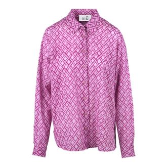 Ni&ugrave; Shirts, female, Pink, Size: XS Camicia con fantasia geometrica