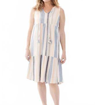FDJ Tiered Midi Dress In Baha Stripe