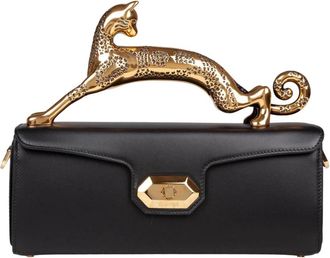 Lanvin Pencil Cat Schoudertas - Dames - Handtassen - Zwart - ONE Size - Leer - Tassen