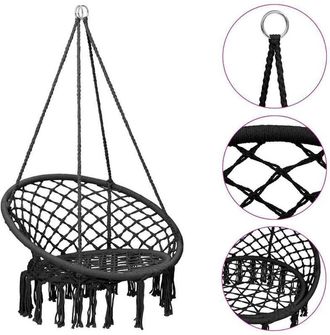 vidaXL Silla Colgante Hamaca Columpio 80 Cm Antracita Vidaxl