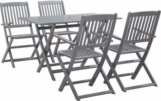 vidaXL Vidaxl - Juego De Comedor De Jard&iacute;n 5 Pzas Madera Maciza De Acacia Gris