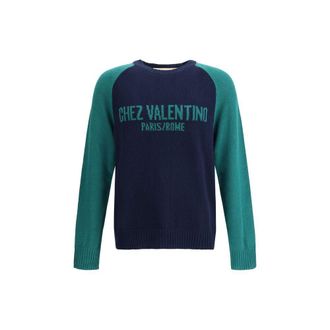 Valentino Blue Fleece Wool Mens Sweatshirt