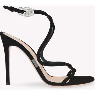 Gianvito Rossi Mamba Crystal Sandal in Black Suede at Nordstrom, Size 35.5