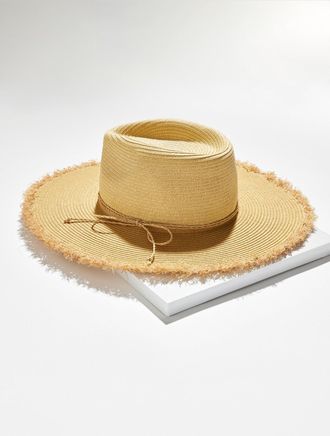 Talbots Frayed Edge Straw Beach Hat - Natural - 001 Talbots