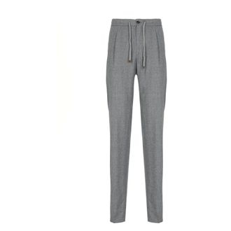 Incotex Slim-fit Trousers, male, Gray, L, Grey Wool Elastic Waist Trousers