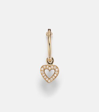 Sophie Bille Brahe Lettre De Mini Coeur 18kt gold single hoop earring with diamonds