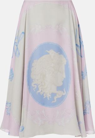 Versace Medusa Cameo silk cr&ecirc;pe midi skirt