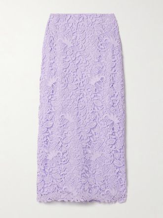 Carolina Herrera Gonna Midi In Pizzo A Cordoncino - Viola