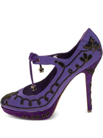Dior 135mm embroidered platform pumps - Purple