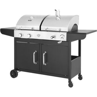 Habitat et Jardin Barbecue Western a gas e carbonella 2 in 1 - Nero