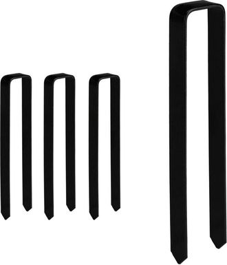 Relaxdays Pack 12 Piquetas Xxl, Forma De U, Estacas Para Arcos De Flores, 30 X 6,5 X 2,5 Cm, Acero Resistente, Negro