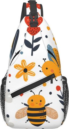 Generic Bees Flower Painting Cross Body Bag With Zipper Chest Bag Trendy Crossbody Bags For Women Cycling Traveling
