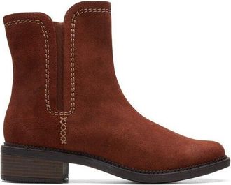 Clarks Maye Zip 26168048 Boots Womens Brown Suede Pull-On Bootie KHD899