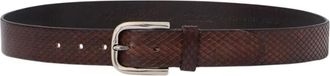 Brooks Brothers Accessoires, Heren, Bruin, XL, Leer, Riem met slangenprint van rundleer