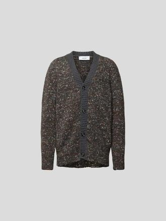 Lardini Wolljacke mit Knopfleiste in Dunkelbraun Melange, Gr&ouml;&szlig;e XL