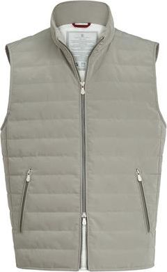 Brunello Cucinelli Nylon down vest in Khaki at Nordstrom, Size Xxx-Large Eu
