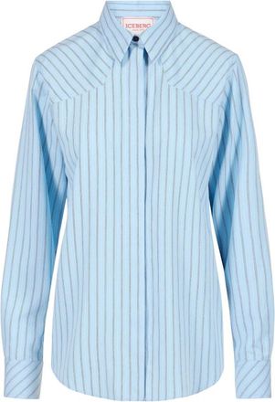 Iceberg Comfort Fit Viscose Overhemd met Lange Mouwen - Dames - Overhemden - Blauw - XS - Leer - Overhemden