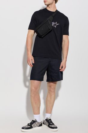 Emporio Armani T-shirt With Embroidered Logo, Mens, Navy Blue