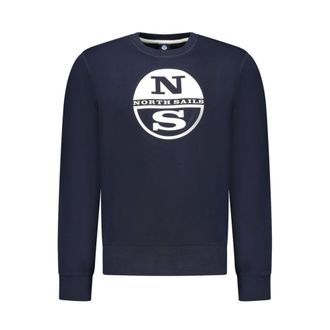 North Sails Hoodies & sweatvesten, Heren, Blauw, 2Xl, Katoen, Katoenen sweater met ronde hals