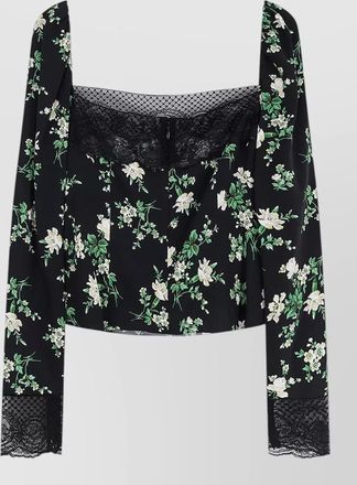 Dolce & Gabbana silk cropped top floral motif lace