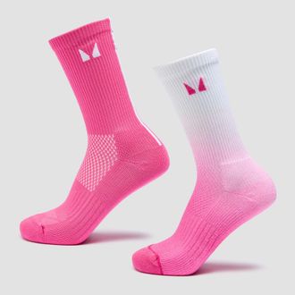 MyProtein Calcetines para correr de MP (paquete de 2) - Rosa vibrante degradado/Rayas rosa vibrante - UK - 9-11