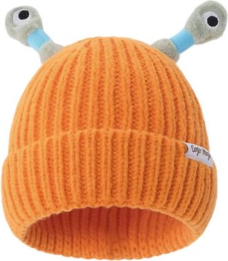 Generic Novelty Knitted Beanie Hats Winter Warm Kids Lighting Beanie Hat with Tentacles Funny Knit Hat Comfortable Soft Winter Headwear for Christmas Families