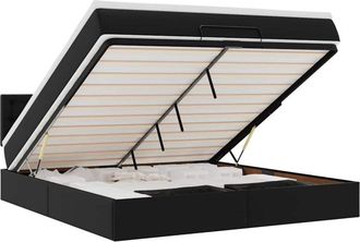 vidaXL Estructura Cama Otomana Colch&oacute;n Cuero Sint&eacute;tico Negro 160x200cm Vidaxl