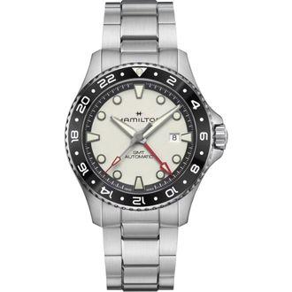 Hamilton Khaki Navy Scuba Auto GMT Silver Dial Stainless Steel Mens Watch H82555150