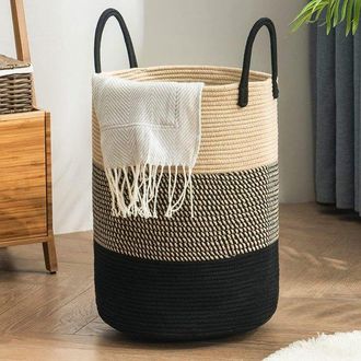 OEM Cesto De Ropa, Recolector De Ropa Tejido, Cesta De Almacenamiento De Juguetes Con Asa, Hecho A Mano, De Algod&oacute;n