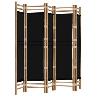 Berkfield Home Folding 5-Panel Room Divider 200 cm Bamboo & Canvas in Black