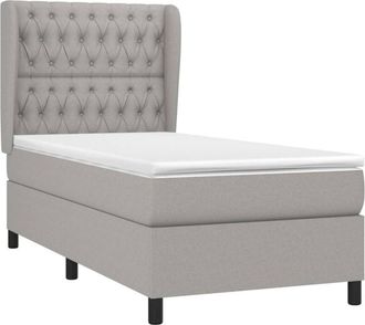 vidaXL Vidaxl - Cama Box Spring Con Colch&oacute;n Tela Gris Claro 90x190 Cm