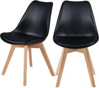 Rendez-Vous Déco Set de 2 sillas escandinava negra con patas de madera - Skandi