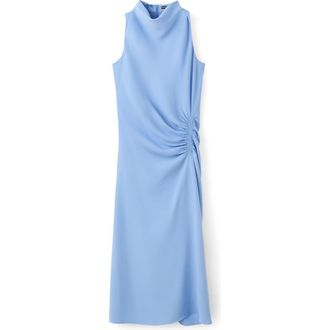 Mango Ruched Sleeveless Midi Dress in Sky Blue at Nordstrom, Size X-Small