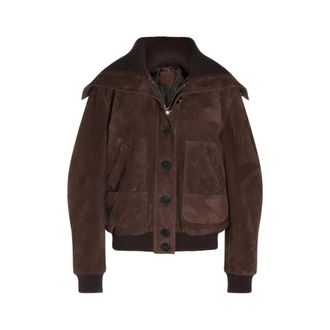 The Attico Suede Bomber Jacket - female - The Attico - Bomber Jackets - Brown - S - Jackets