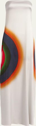 Silvia Tcherassi Bahiana Strapless Abstract-Print Silk Maxi Dress