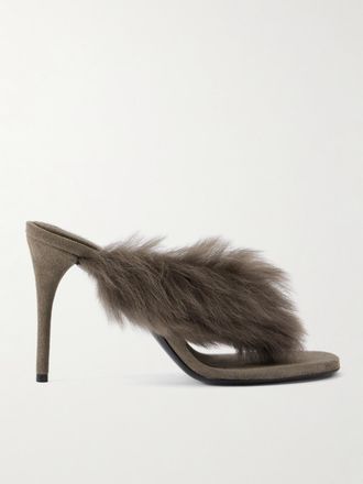 Alaia Mule In Shearling - Marrone