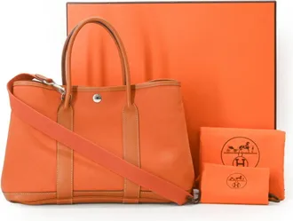 Herm&egrave;s Brown Orange Negonda Leather Handbag Tote Bag (Pre-Owned)