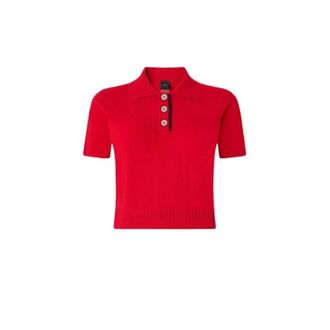 Pinko Pinko - Gorgona Poloshirt - Dames - Tops - Rood - Maat: M Zijde
