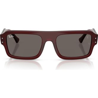 Ray-Ban x Scuderia Ferrari Flacko 56mm Rectangular Sunglasses in Red Trasparent /Dark Grey at Nordstrom