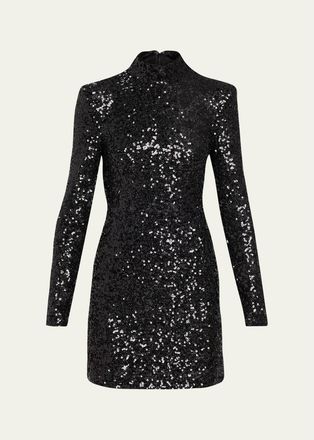 Ramy Brook Glory Sequin Mock-Neck Mini Dress