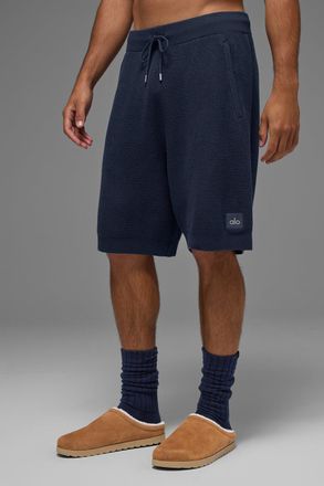 Alo | 7 Sports Club Sweater Knit Short Top in Navy Blue, Size: Medium