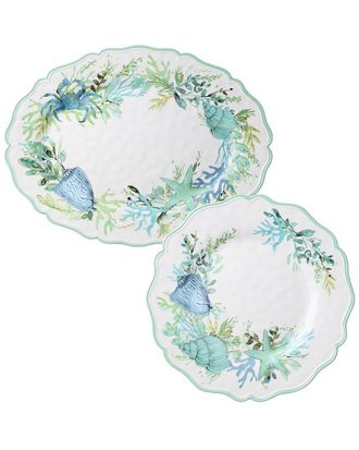 Certified International Sea Glass Melamine 2Pc Platter Set