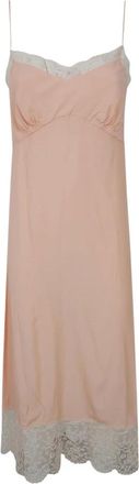 Simone Rocha Midi Dresses, female, Beige, Size: 2XS Clementine Lace Trim Slip Dress