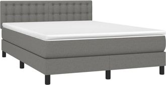 vidaXL Vidaxl - Cama Box Spring Colch&oacute;n Y Luces Led Tela Gris Oscuro 140x190 Cm