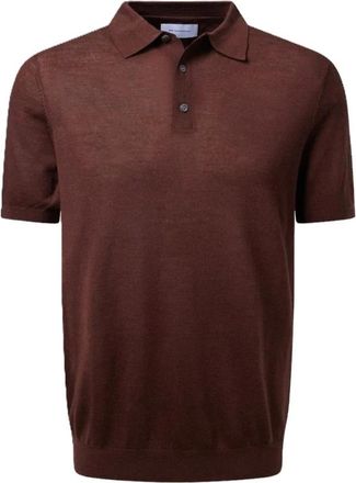 Baldessarini Tops, Heren, Bruin, L, Wol, Wol en zijde poloshirt