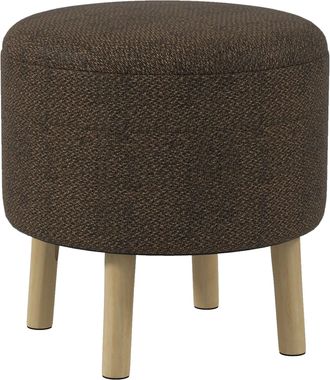 HOMCOM Storage Ottoman - Round Stool Chair With Cushioned Top - Brown - Brown | TJ Hughes
