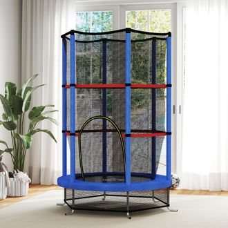No Brand Cama El&aacute;stica Para Ni&ntilde;os De 3 A 6 A&ntilde;os Con Red De Seguridad, 6 Columnas Y Entradas, Pe, Pl&aacute;stico Y Metal, &Oslash;140x190 Cm, Azul Y Negro